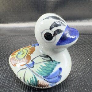 Hand‎ Made Mexican Pottery Tonala Small Duck Bird Figurine Marked Mexico Vintage